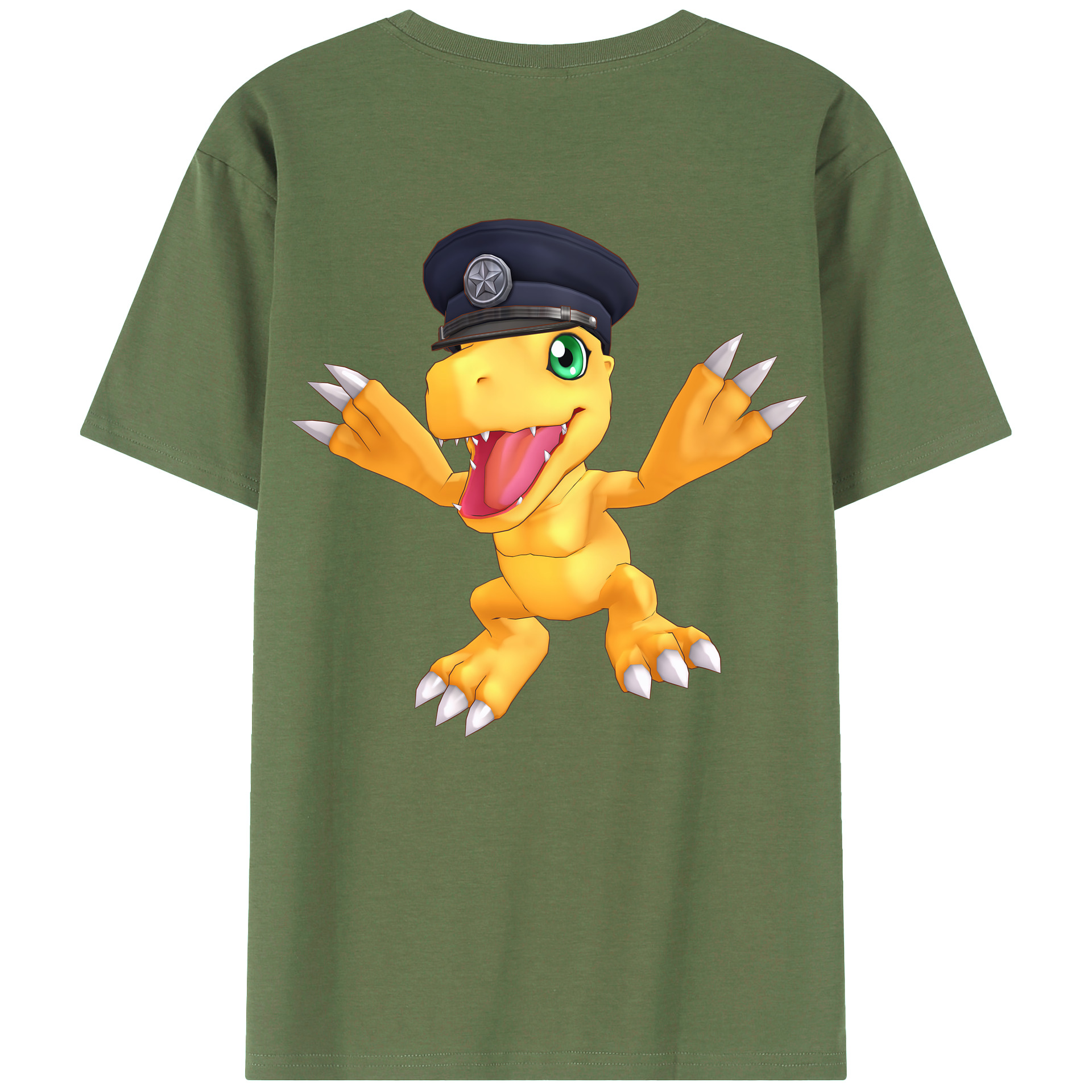 （画像用） Digimon デジタルモンスター/デジモン 綿100％ メンズ半袖Tシャツ（バックプリント） 通気性